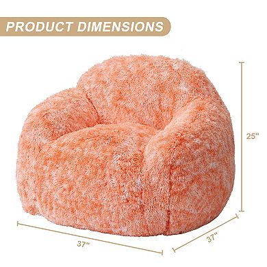 Soft Fluffy Bean Bag Chair High-Density Foam Shag Lounger, Comfy Nest Floor Sofa for Gaming Reading