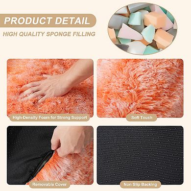 Soft Fluffy Bean Bag Chair High-Density Foam Shag Lounger, Comfy Nest Floor Sofa for Gaming Reading