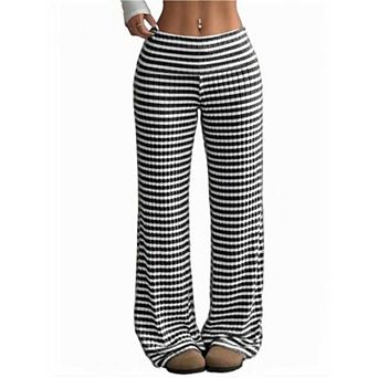Women's Striped Wide-Leg Pants, Relaxed Fit Casual Workwear Trousers for Daily & Office Wear
