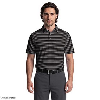 Men's PGA Tour Core Stripe Short Sleeve Golf Polo Shirt