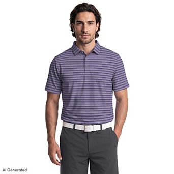 Men's PGA Tour Core Stripe Short Sleeve Golf Polo Shirt