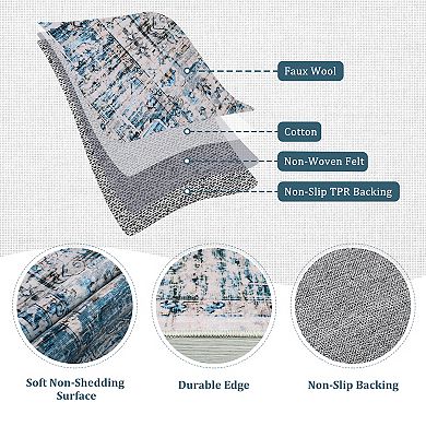 Large Area Rug Non-Slip, Ultra-Thin Rug for Living Room Bedroom, Machine Washable and Foldable