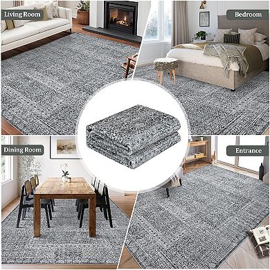 Vintage Rug, Ultra-Thin Area Rug for Living Room Bedroom, Machine Washable and Foldable