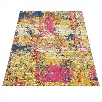 Abstract Area Rug Modern Distressed Soft Low-Pile Non Slip Floor Home Carpet for Living Room Bedroom
