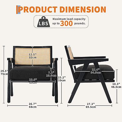 ANIXOL Mid Century Rattan Accent Chair
