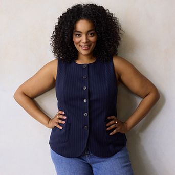 Plus Size LC Lauren Conrad Crewneck Longline Vest