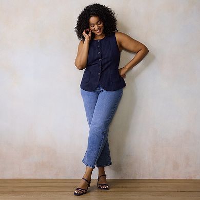 Plus Size LC Lauren Conrad Crewneck Longline Vest