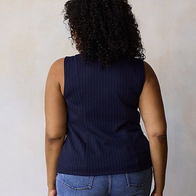Plus Size LC Lauren Conrad Crewneck Longline Vest