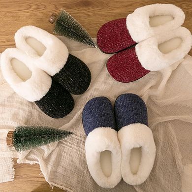 Roxoni Women’s Fleece Sweater Clog Slippers Soft & Comfortable House Slippers