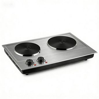 1800W Electric Cooktops with Dual Adjustable Temperature Control, Indicator Light, 120V