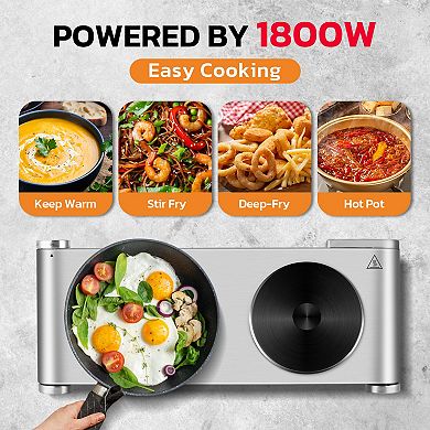 1800W Electric Cooktops with 7 Levels Temperature Control, Indicator Light, 120V