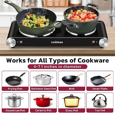 1800W Electric Cooktops with 7 Levels Temperature Control, Indicator Light, 120V