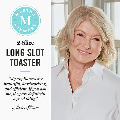 Martha Stewart Long Slot 2 Slice Toaster in Linen