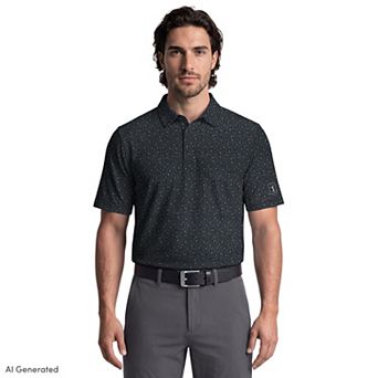 Men’s PGA Tour Twill Print Short Sleeve Golf Polo Shirt