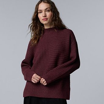 Petite Simply Vera Vera Wang Alternating Rib Sweater
