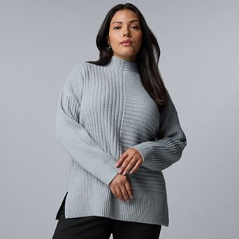 Plus Size Simply Vera Vera Wang Alternating Rib Sweater