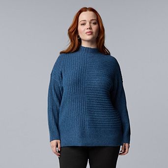 Plus Size Simply Vera Vera Wang Alternating Rib Sweater