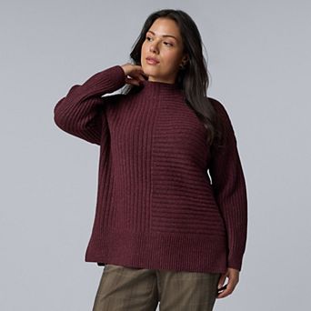 Plus Size Simply Vera Vera Wang Alternating Rib Sweater