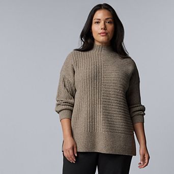 Plus Size Simply Vera Vera Wang Alternating Rib Sweater