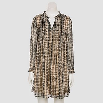 Women's Nine West Adaptive Ruffle Neck Pintuck Mini Dress