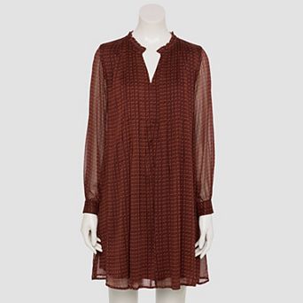 Women's Nine West Adaptive Ruffle Neck Pintuck Mini Dress