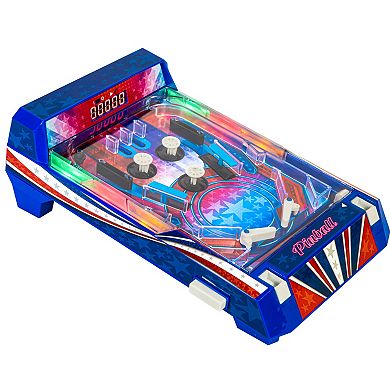 Merchant Ambassador Retro Arcade Electronic Pinball Game with Vibrating Bumpers & LED Lights