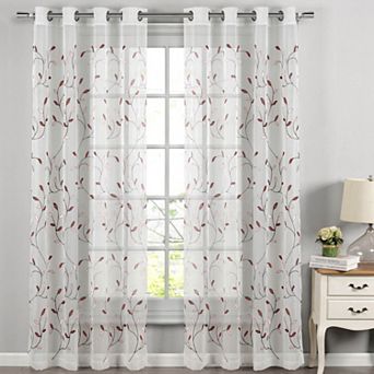 Creative Home Ideas Wavy Leaves Sheer Single Window Curtain Panel