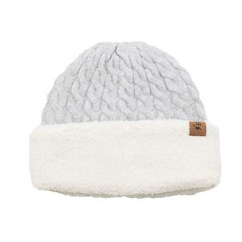 Women's Bearpaw Cable Knit Faux Shearling Lined Hat