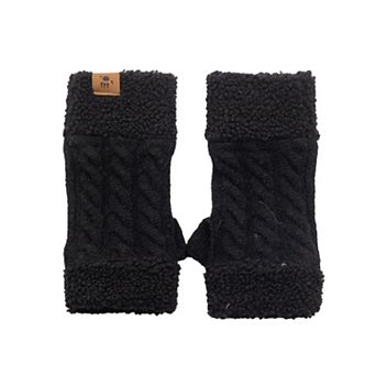 Women's Bearpaw Knit Faux Shearling Fingerless Gloves