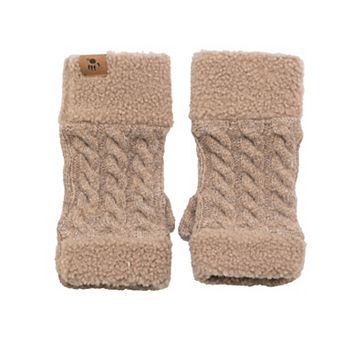 Women's Bearpaw Knit Faux Shearling Fingerless Gloves