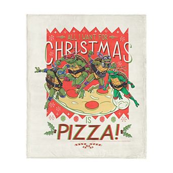 Nickelodeon Teenage Mutant Ninja Turtles Pizza For Christmas Silk Touch Throw Blanket 50x60 inches