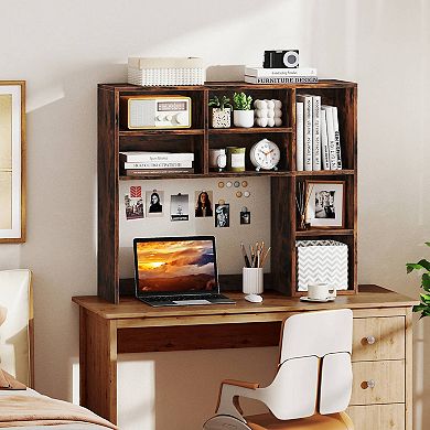 Costway Desktop Bookshelf with 7 Open Cubbies & 3 Adjustable Shelves for Home Office Dorm