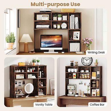 Costway Desktop Bookshelf with 7 Open Cubbies & 3 Adjustable Shelves for Home Office Dorm