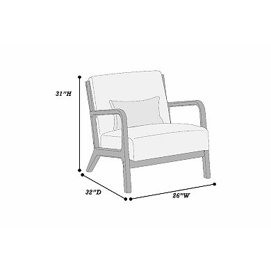 Jerime Accent Chair, Corduroy Fabric, 1 Pillow, Wood