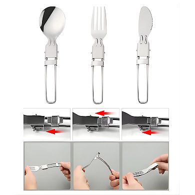 Portable Cutlery Set - Folding Spoon, Fork & Knife for Camping, Travel, and Lunch