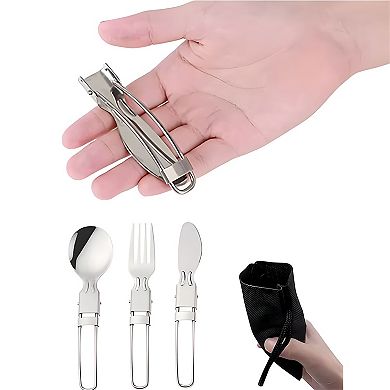 Portable Cutlery Set - Folding Spoon, Fork & Knife for Camping, Travel, and Lunch