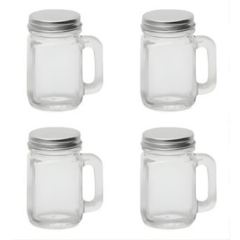Mini Leakproof Glass Mason Jars (4 Pcs) - For Expresso, Jam & Honey