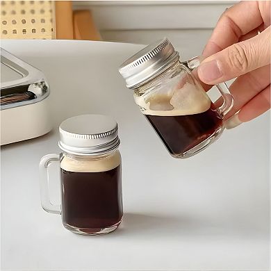 Mini Leakproof Glass Mason Jars (4 Pcs) - For Expresso, Jam & Honey