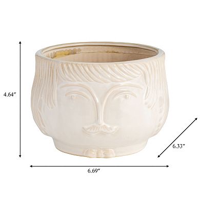 Ceramic Decorative Round Plant Pot - 5" White