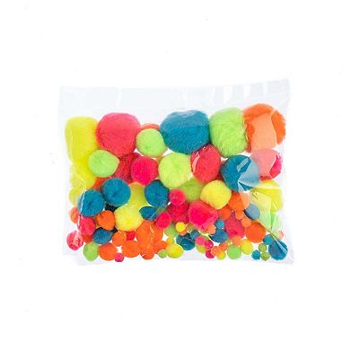 John Bead Assorted Fluffy Pom Poms, 100ct.