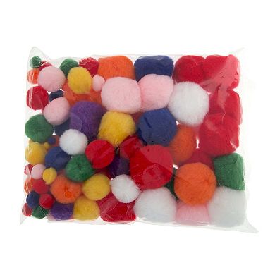 John Bead Assorted Fluffy Pom Poms, 100ct.