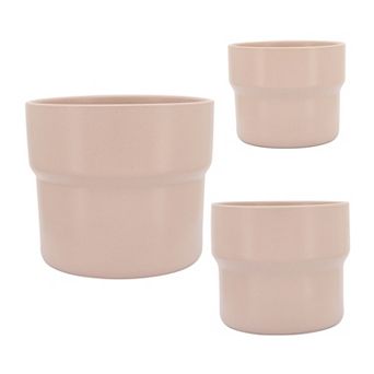 Ceramic Planters and Flower Pots - Indoor and Outdoor - Set of 3, 9", 7", 6", Pink