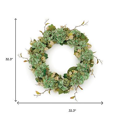 HomeRoots 32" Green Daisy Artificial Wreath