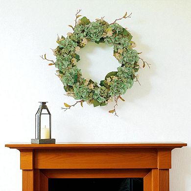 HomeRoots 32" Green Daisy Artificial Wreath