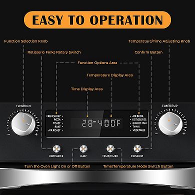 24 qt. 10-In-1 Multi-Functional Toaster Ovens with 10 Cooking Method Selections