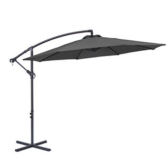 10ft Patio Offset Umbrella Outdoor Hanging Umbrellas w/Steel Frame and Angle Adjustment