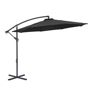 10ft Patio Offset Umbrella Outdoor Hanging Umbrellas w/Steel Frame and Angle Adjustment
