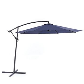 10ft Patio Offset Umbrella Outdoor Hanging Umbrellas w/Steel Frame and Angle Adjustment
