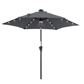 7.5ft LED Outdoor Patio Umbrella With Solar Lights, Shade Market Umbrella for Garden, Deck and Pool