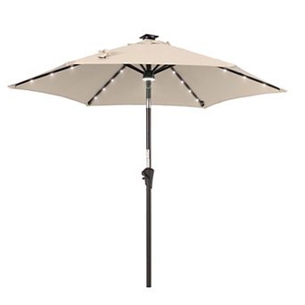 7.5ft LED Outdoor Patio Umbrella With Solar Lights, Shade Market Umbrella for Garden, Deck and Pool